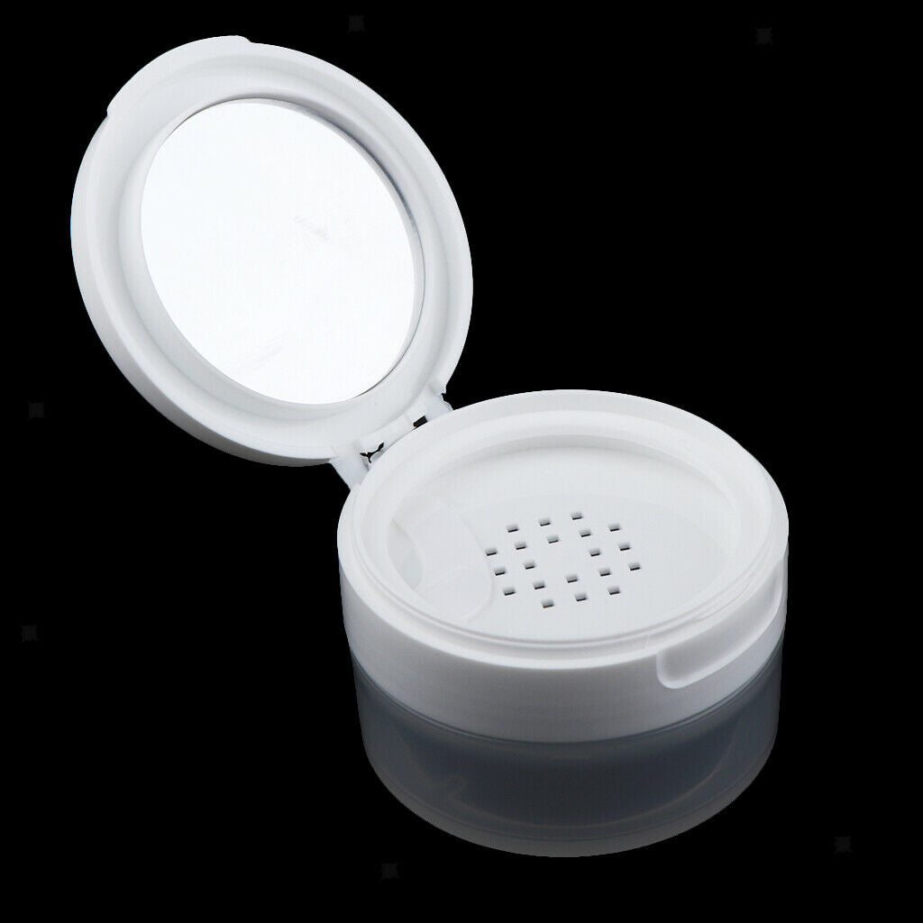 2x Travel Empty Makeup Loose Powder Container Pot Case w/ Mirror Sifter Lid