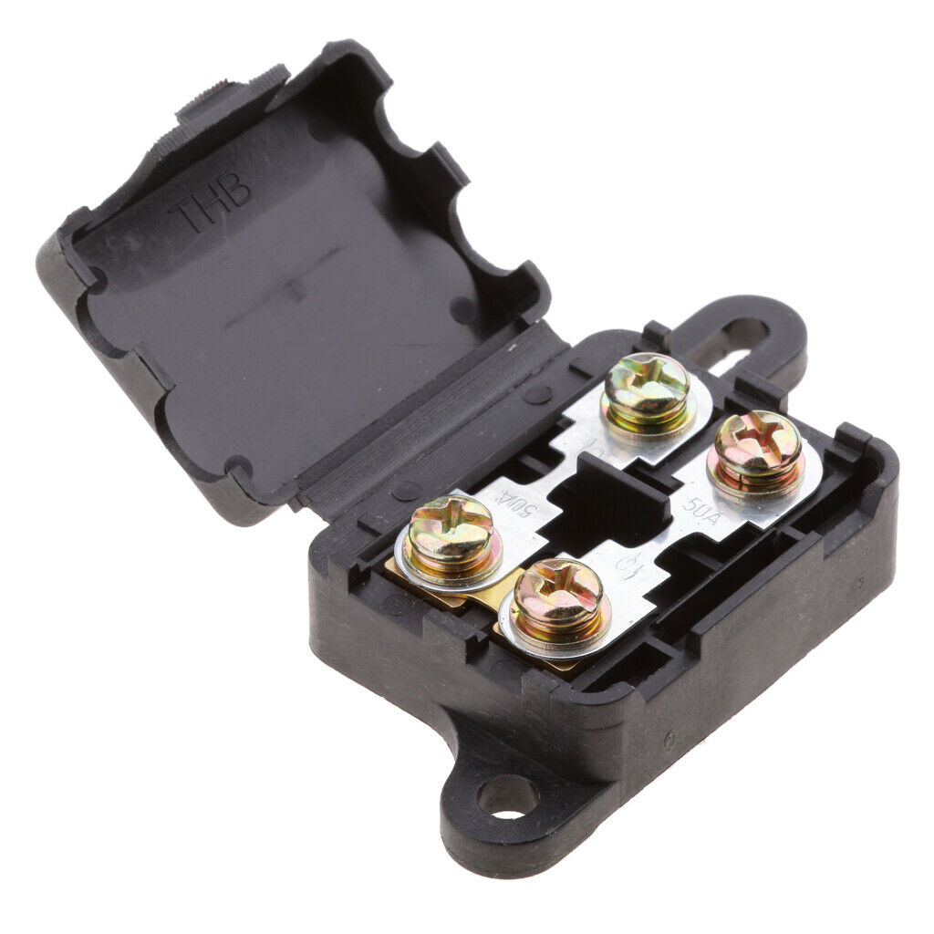 Automotive 2 Way ANG 50A Fuse Holder Bolt Fusebox Block Waterproof Case