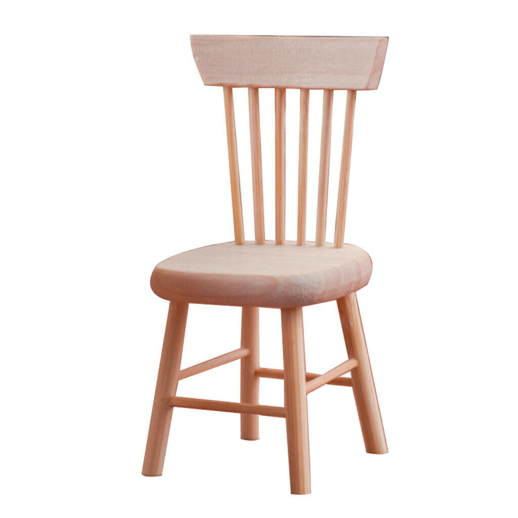 12th Miniatures Furniture Handmade Unpainted Chair Decoration Photo Props