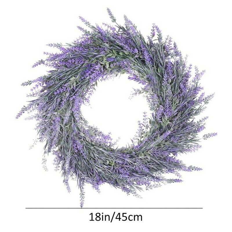 18inch Artificial Lavender Wreath Sp Summer Greenery Hanging Garland for FroT9V4