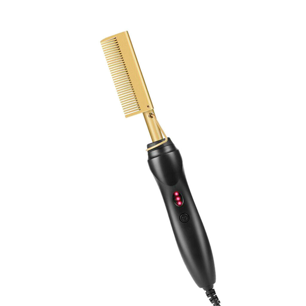 Hot Comb Hair Straightener Electric Heating Comb AntiScald Beard Straightener US