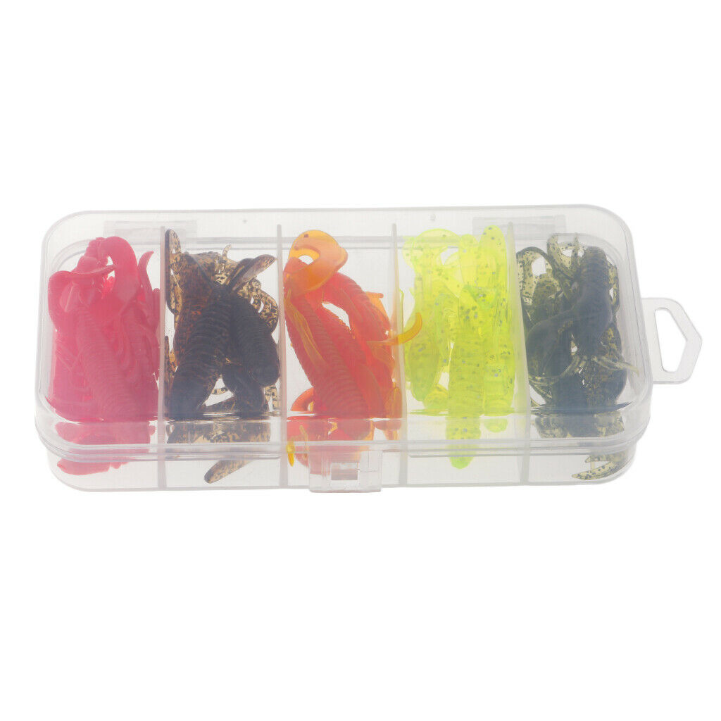 20pcs Soft Fishing Bait Crayfish Shrimp Lure Worm Earthworm Maggot Bait Box