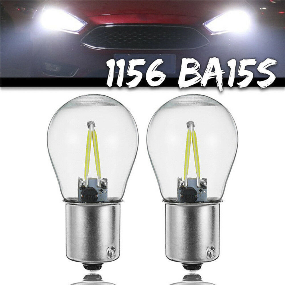 2Pcs 1156 BA15S P21W COB White LED Turn Signal Reverse Light Lamp Bulbs DC 12V