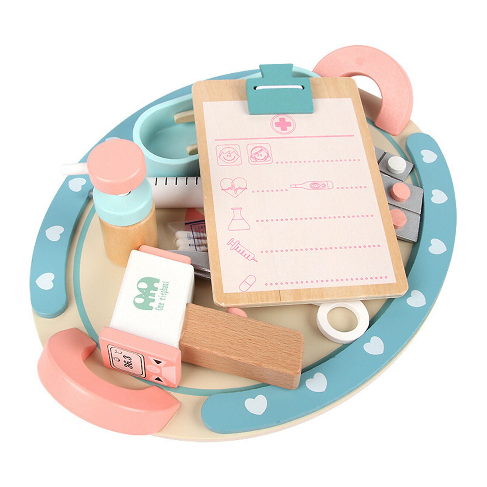 11Pcs/Set Kid Wooden Simulation Small Doctor Set Toys Boys Girls Toolbox to