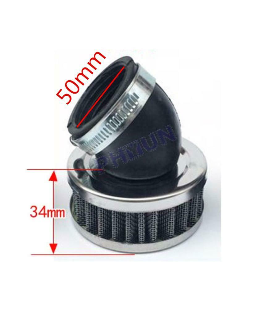 4x 50mm Motorcycle ATV Scooter Air Intake Filter Cleaner + Clamp Stainless Steel