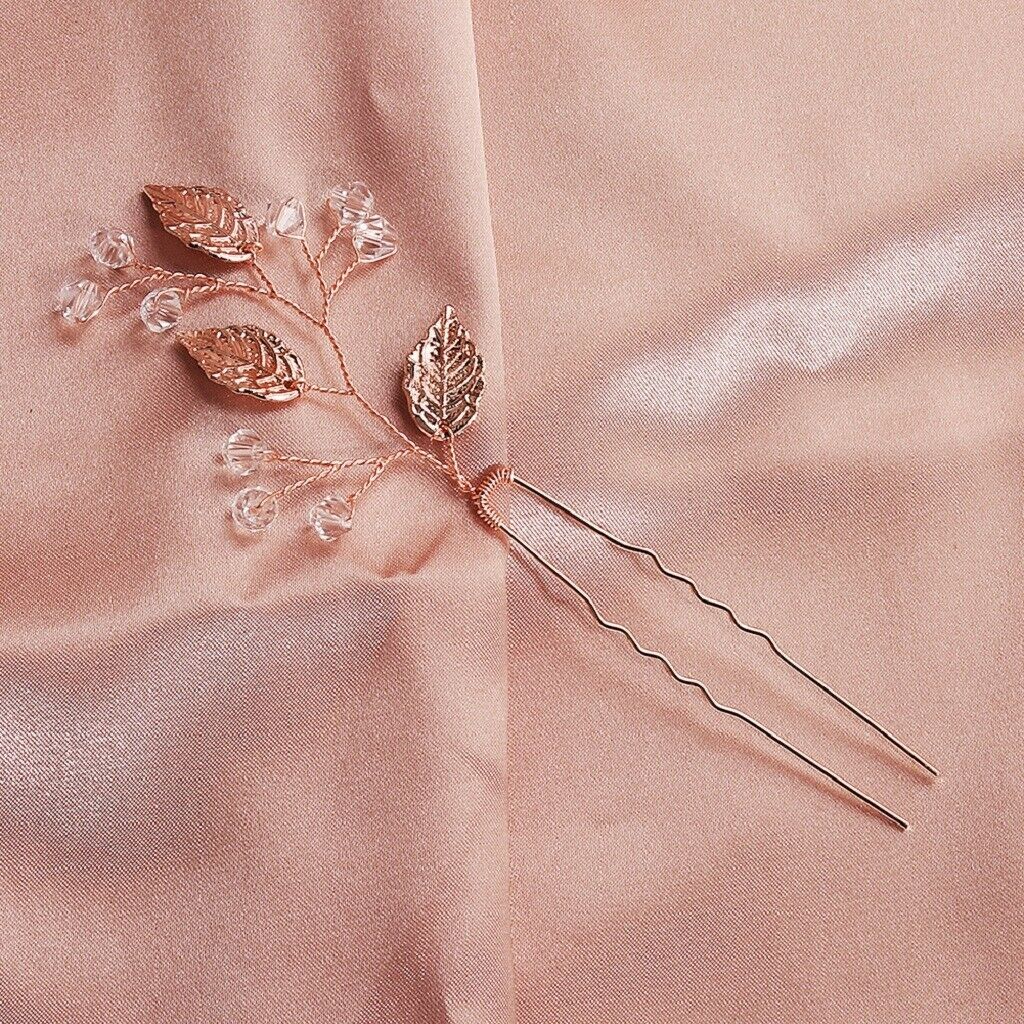 Stunning Leaf Charm Hairpin Tiara Barrette Bridal Prom Hairclip Hair Stick