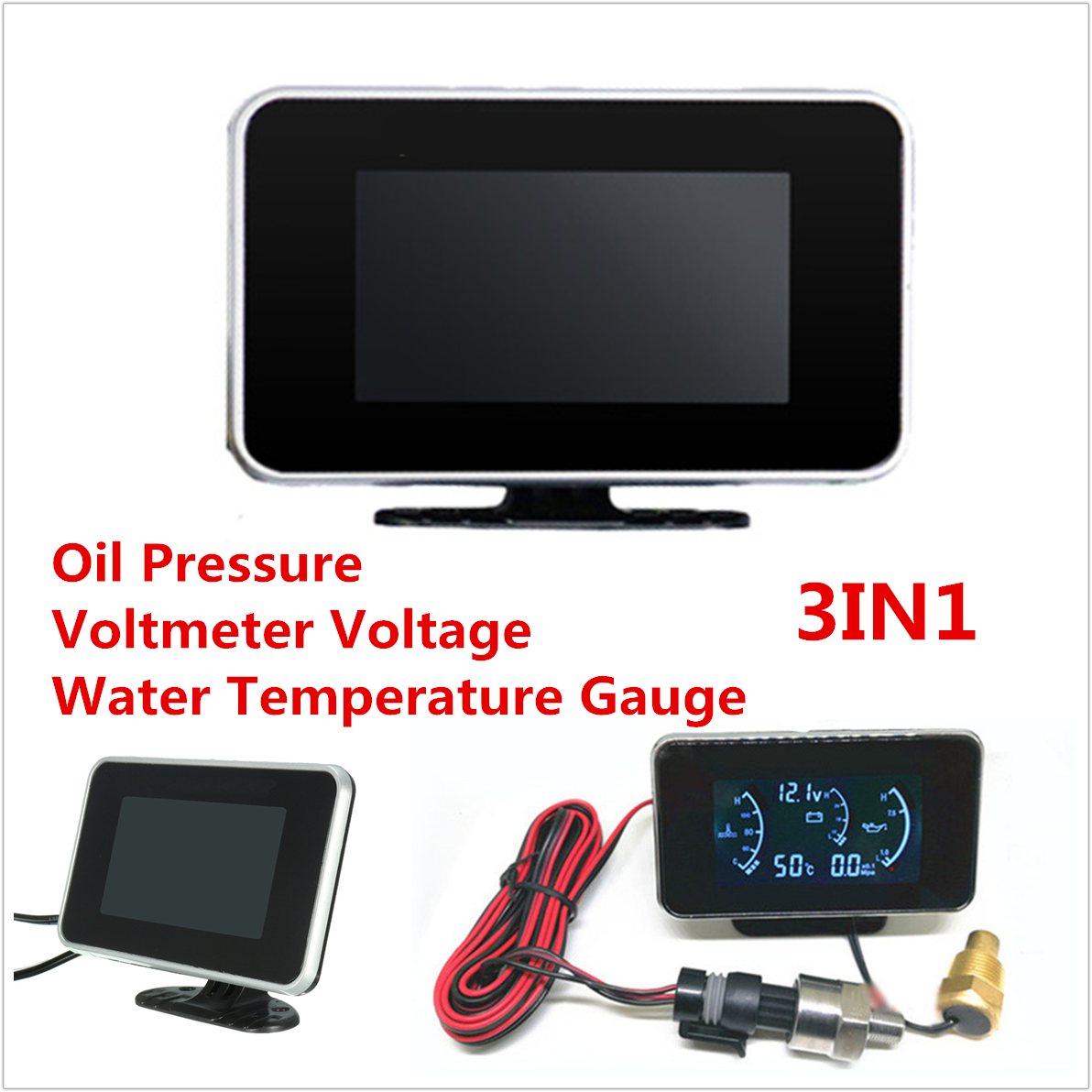 DC9-36V LCD Digital Car SUV Oil Pressure/Voltmeter Gauge/Water Temperature Meter