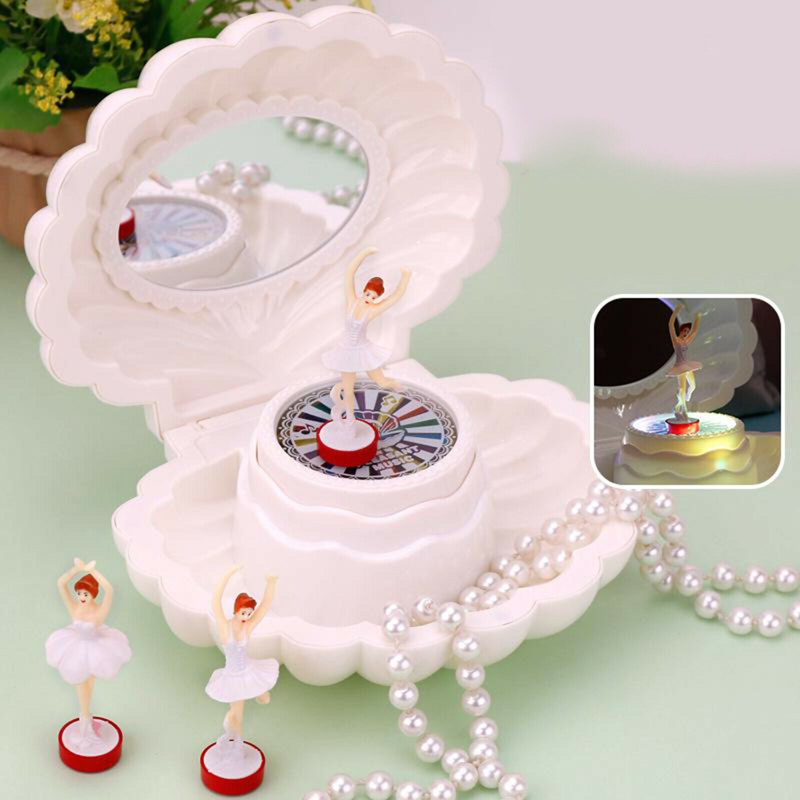 Dancing Ballet Girl Shell Music Box with Light Christmas Stocking Filler for