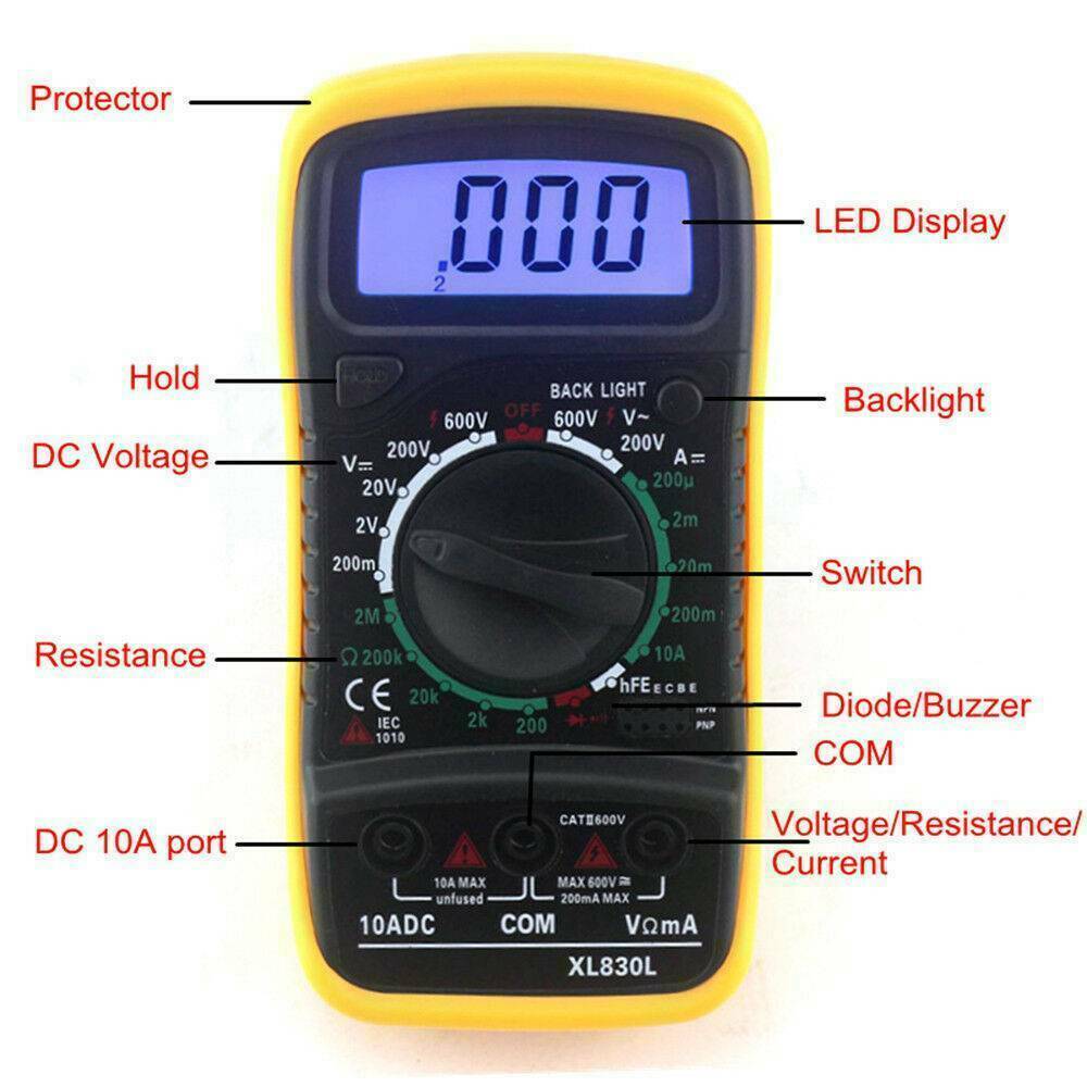 Digital Multimeter XL-830L LCD Voltmeter Ammeter Ohmmeter OHM VOLT Tester Meter