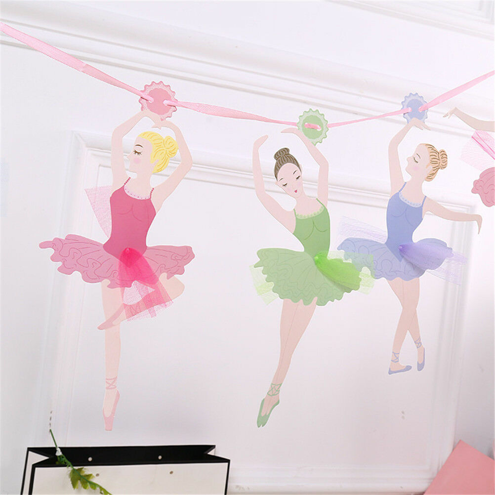 ballet girl dancer kids birthday party paper banner flags wedding bunting M Z RC