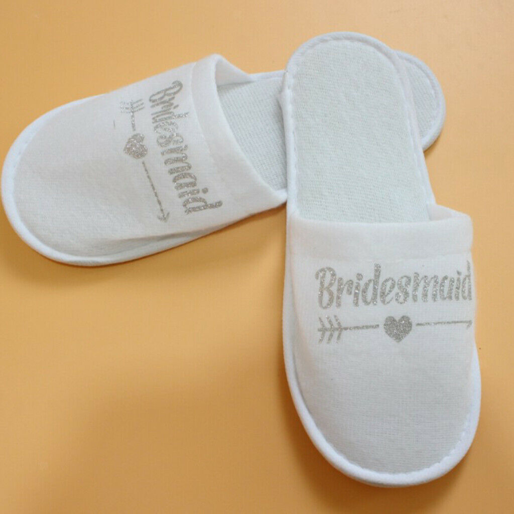 5 Pair Bridal Wedding Soft Bridesmaid Closed Toe Disposable Home Slippers