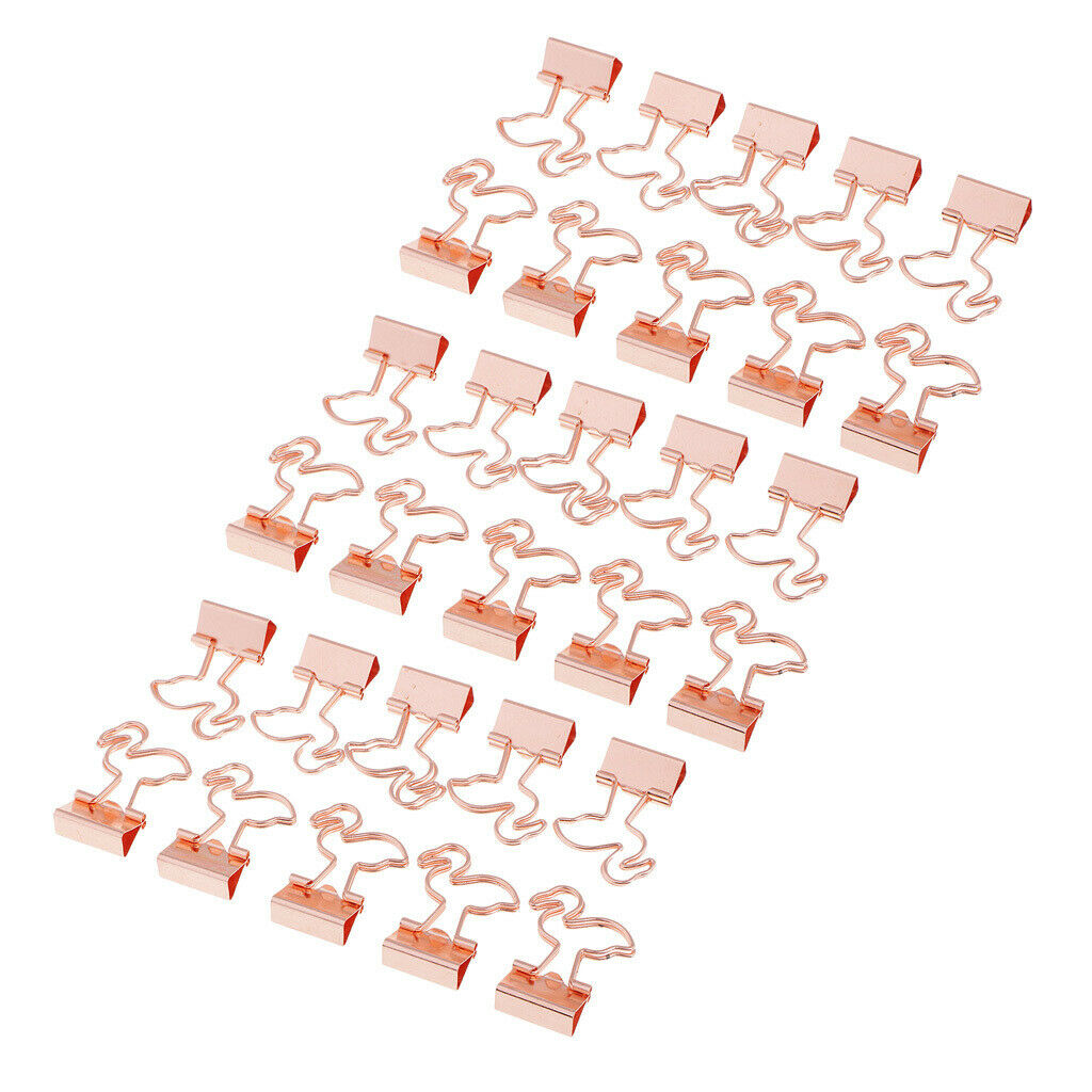 30 Pieces/Set CUTE Flamingo Shaped Paper Clips Binder Clips Paper Clamp