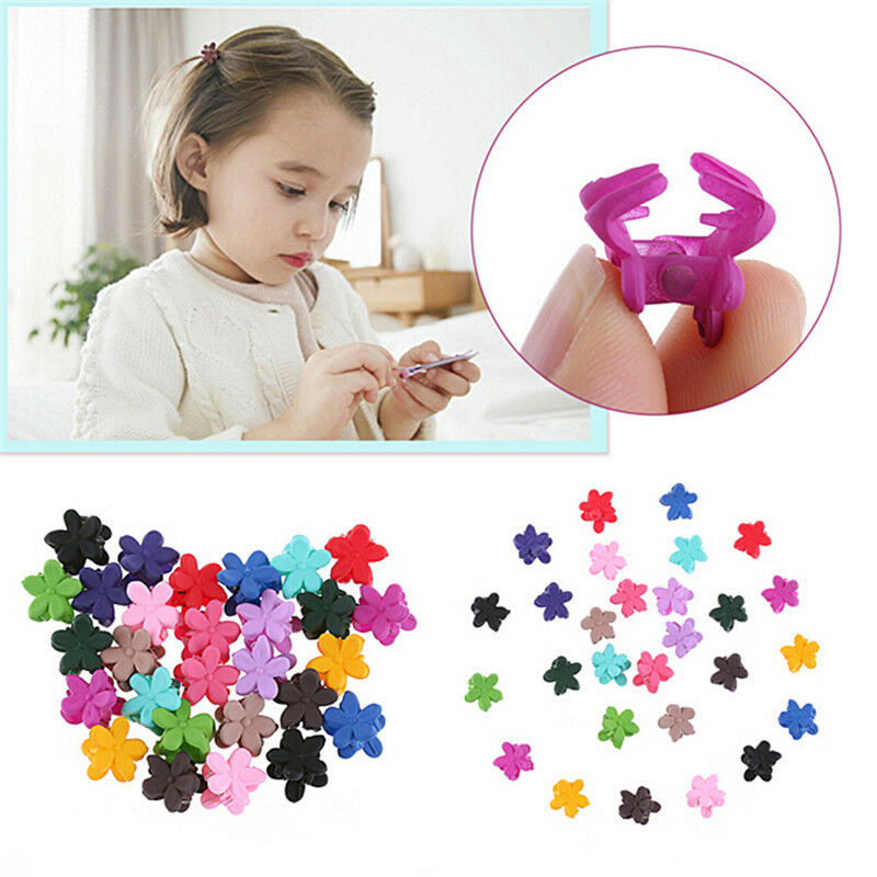 30X Mix Colored Girls Kids Baby Mini Flower Hair Claw Jaw Clips Hair Accessor SJ