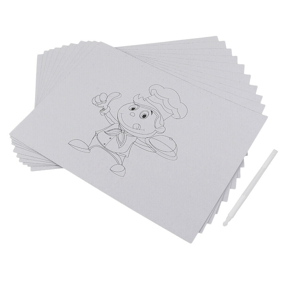 10 Sheets A4 Art Scratch Paper Stripe Scraping Paint Drawing with Stick Paint