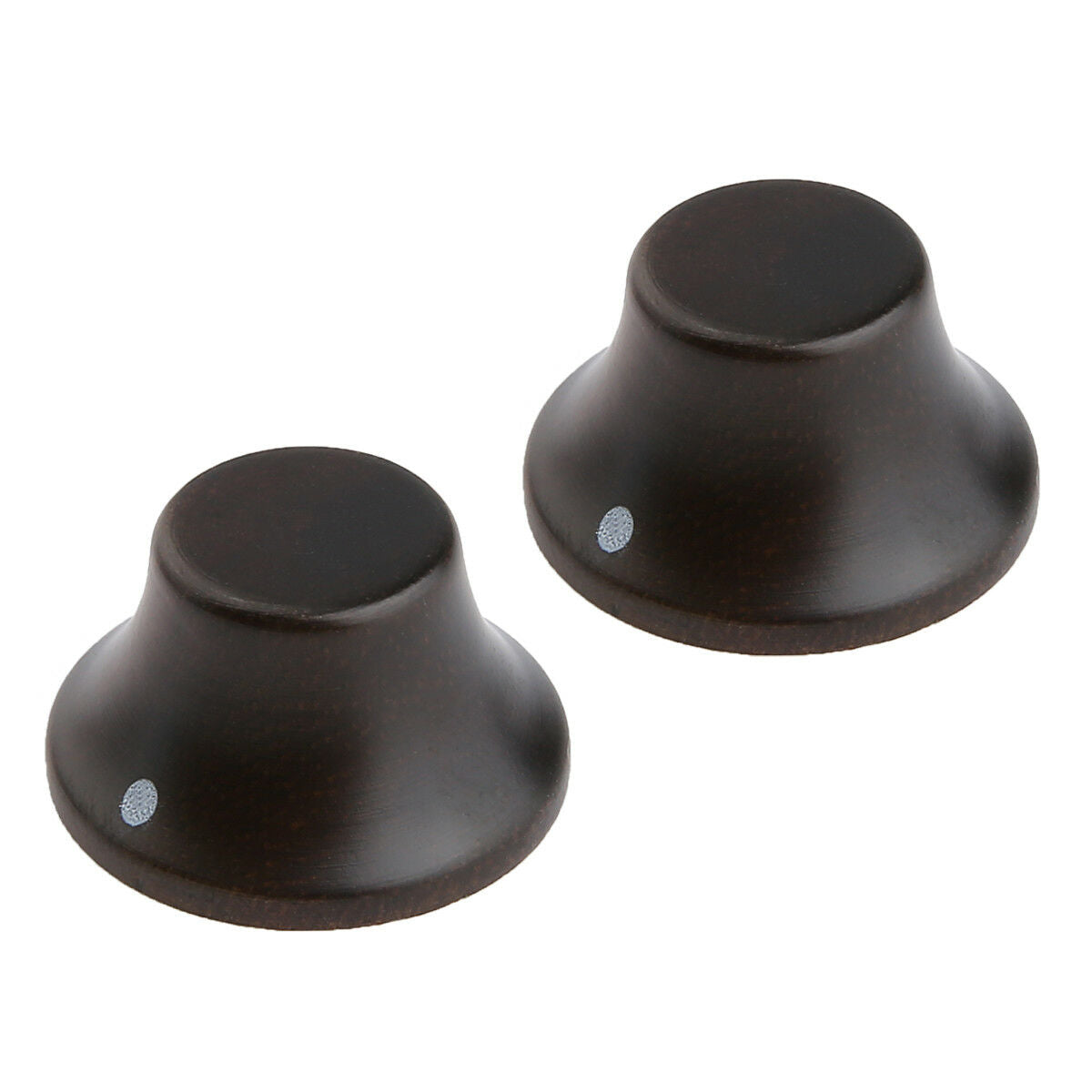 2x Rose Wood Strat Style Bell Knobs Guitar Bass Top Hat Knob w/ Indicator Dot