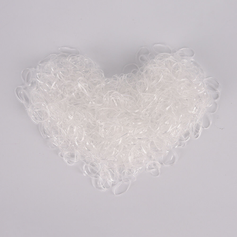 2000pcs Transparent Poly Rubber Braiding Plaits Hair Elastic Bands Small .l8