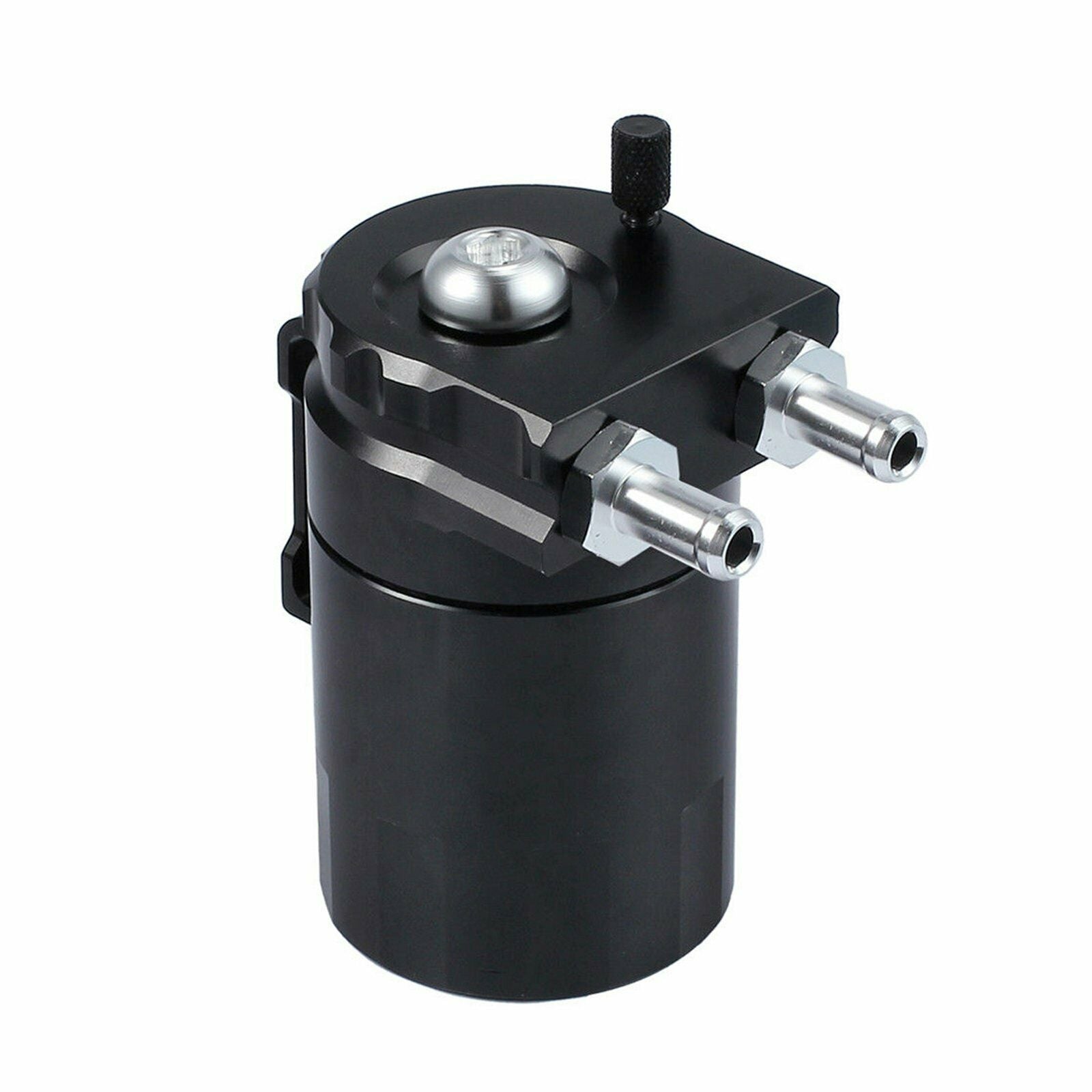Oil Catch Reservoir Breather Can Tank +Filter Kit Cylinder Aluminum Engine Black