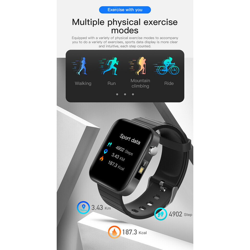 1.54inch Square Men IP67 Waterproof Bluetooth 5.0 Blood Pressure Smart Watch