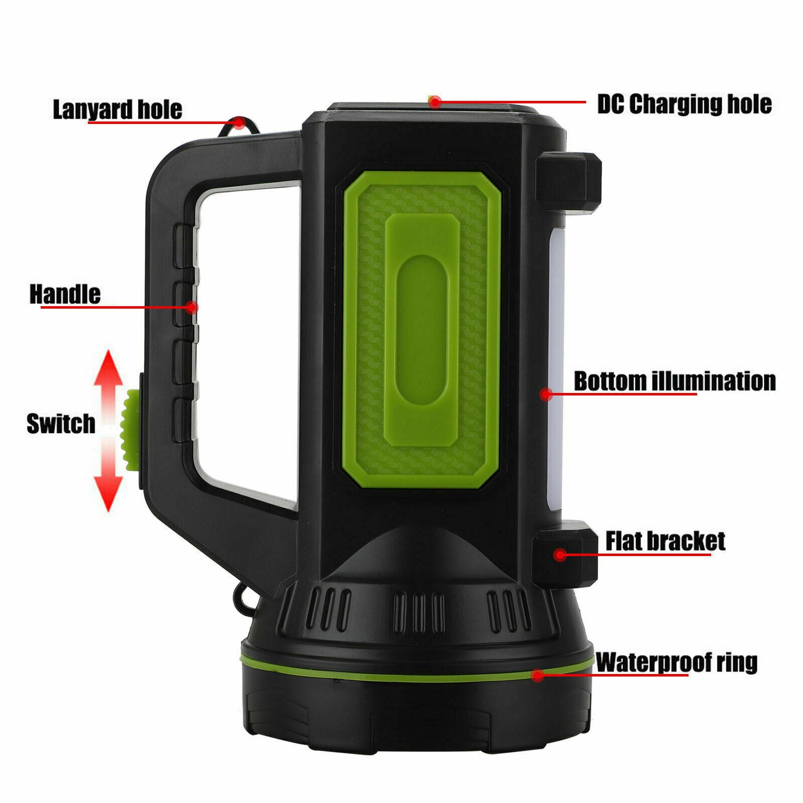 LED Super Bright Searchlight Flashlight Rechargeable Handheld Spotlight Portable