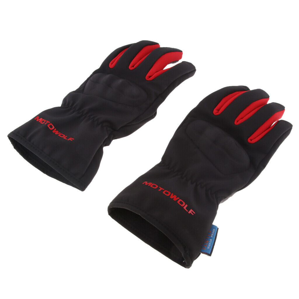 Black & Red Motorcycle Cycling Racing Full Finger Screen Touch Gloves L