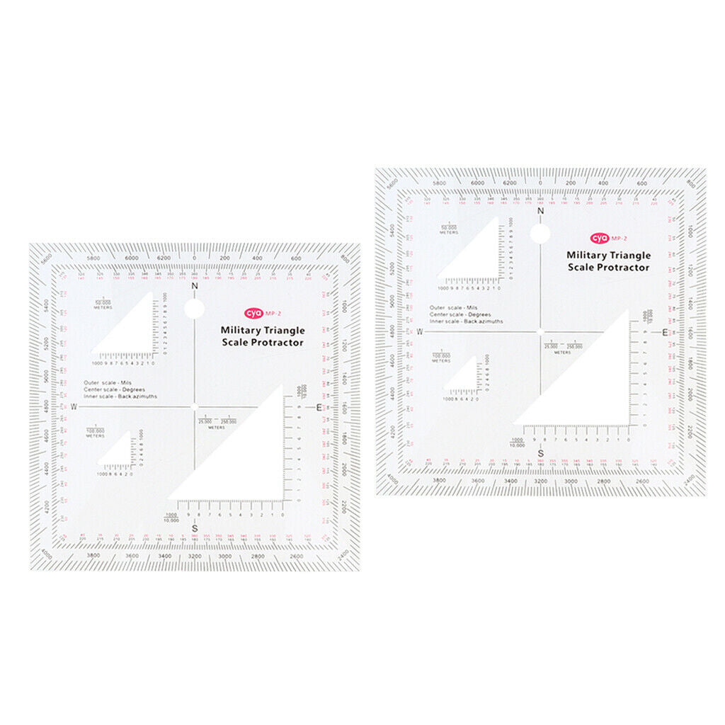 2x Acrylic Kids Triangle Scale Protractor Topographic Map Reading Ruler Toys