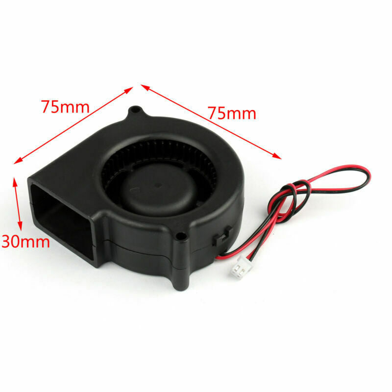 10xBrushless DC Cooling Blower Fan 7530S/12V 2 Wire 75x75x30mm Sleeve Bearing B5