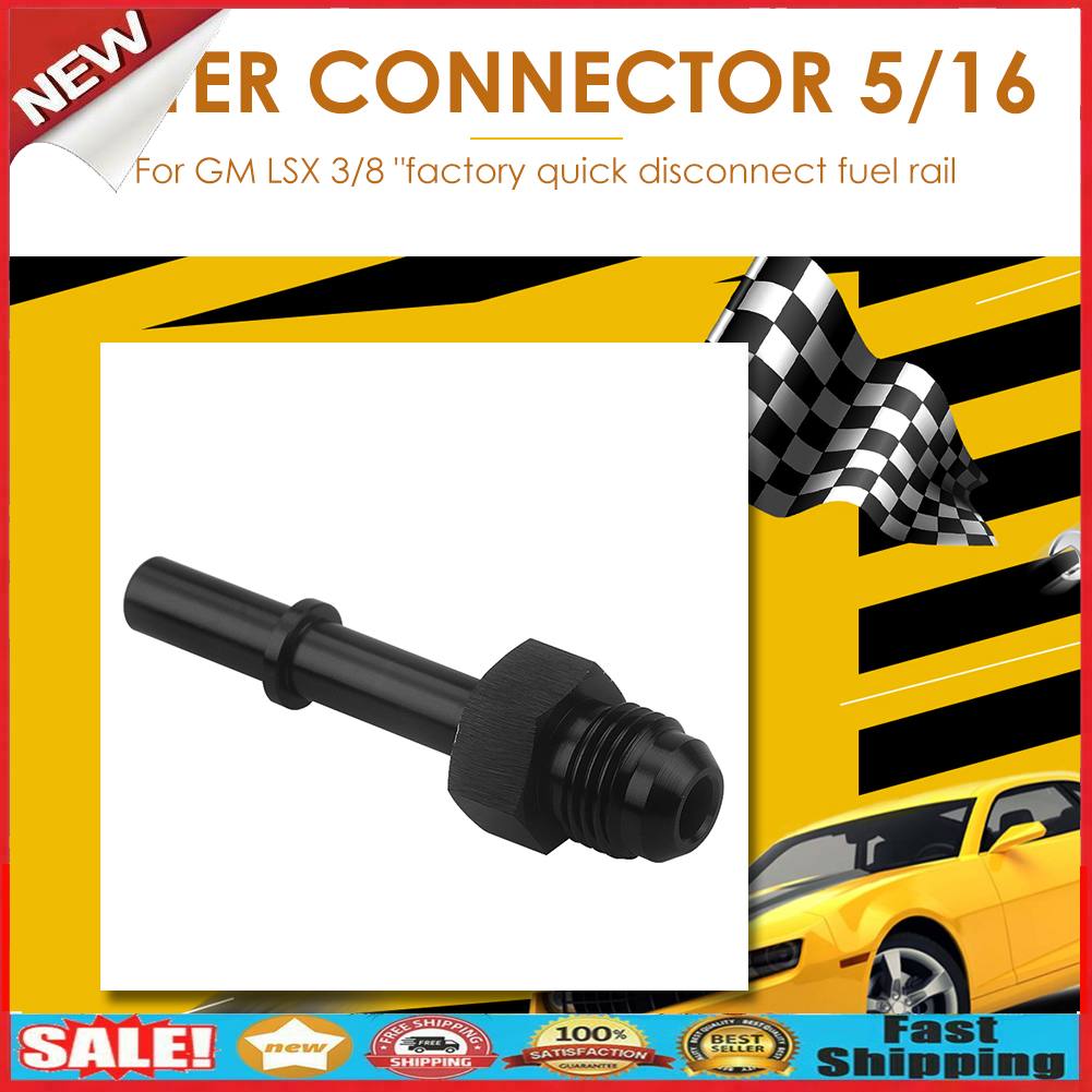 -6AN AN6 EFI Fuel Adapter Fitting to 5/16 inch Male Quick Connect LS Black @