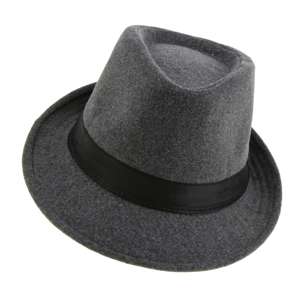 2x Retro Fedora Hat Warm Manhattan Structured Wool Trilby Jazz Panama Hat