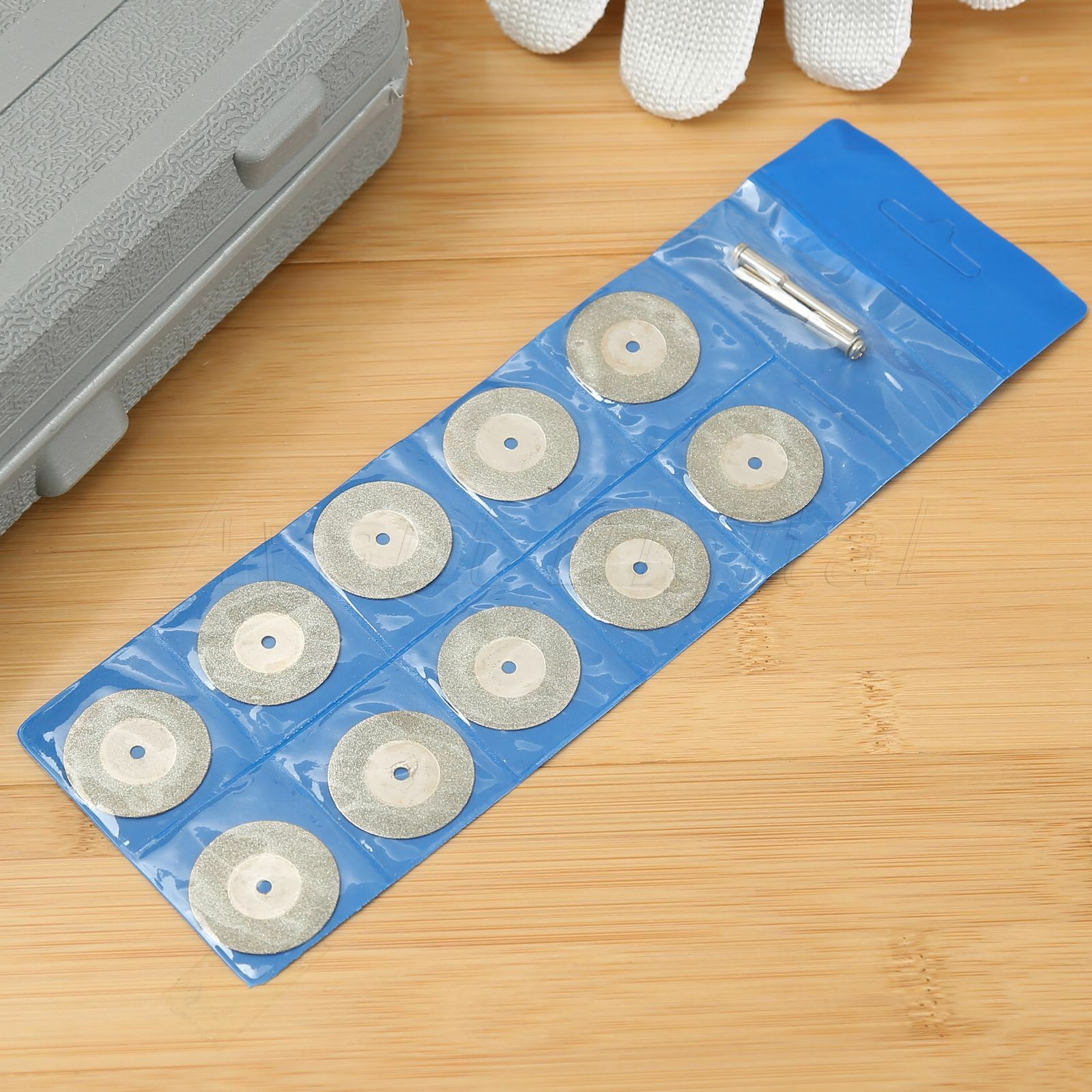 10PCS 30mm Mini Diamond Cut Discs Craft Rotary Tool Arbor Set for Power Drills