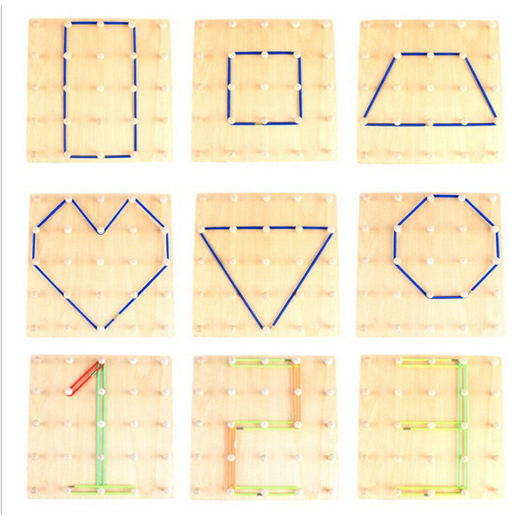 Wooden Geoboard & Lacing Board Set, Kids Montessori Geometric Learning Toys Gift