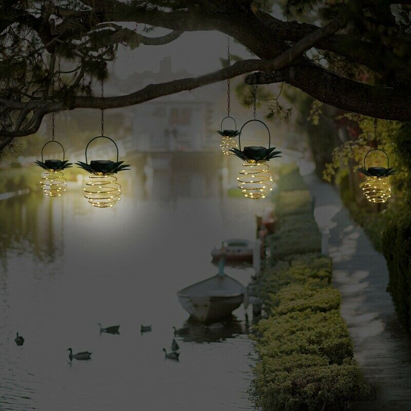 2Pack Pineapple Solar Lantern Lights Outdoor Waterproof Solar Spotlight for YaF4