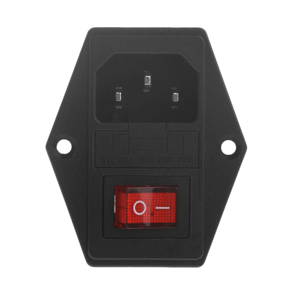 Universal 10A 250V 3 Pin IEC320 C14 AC Inlet Male Plug Power Socket Fuse Switch