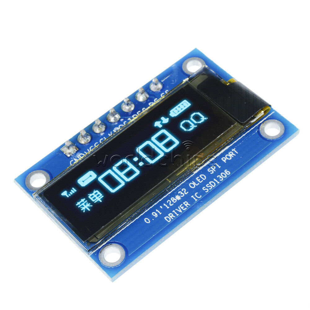 7PIN SPI 0.91" Inch Blue 128x32 OLED LCD Display Screen SSD1306 For Arduino R3