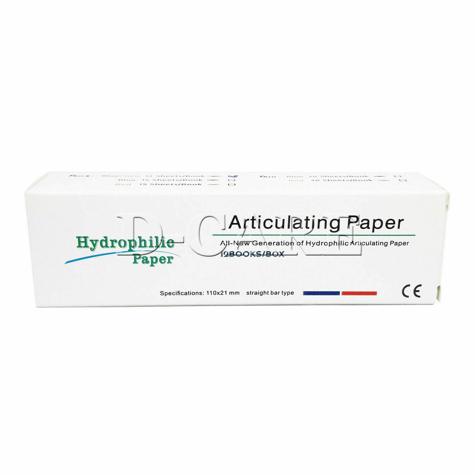 Dental Hydrophilic Paper Articulating paper 60Books Straight bar type 110*21mm