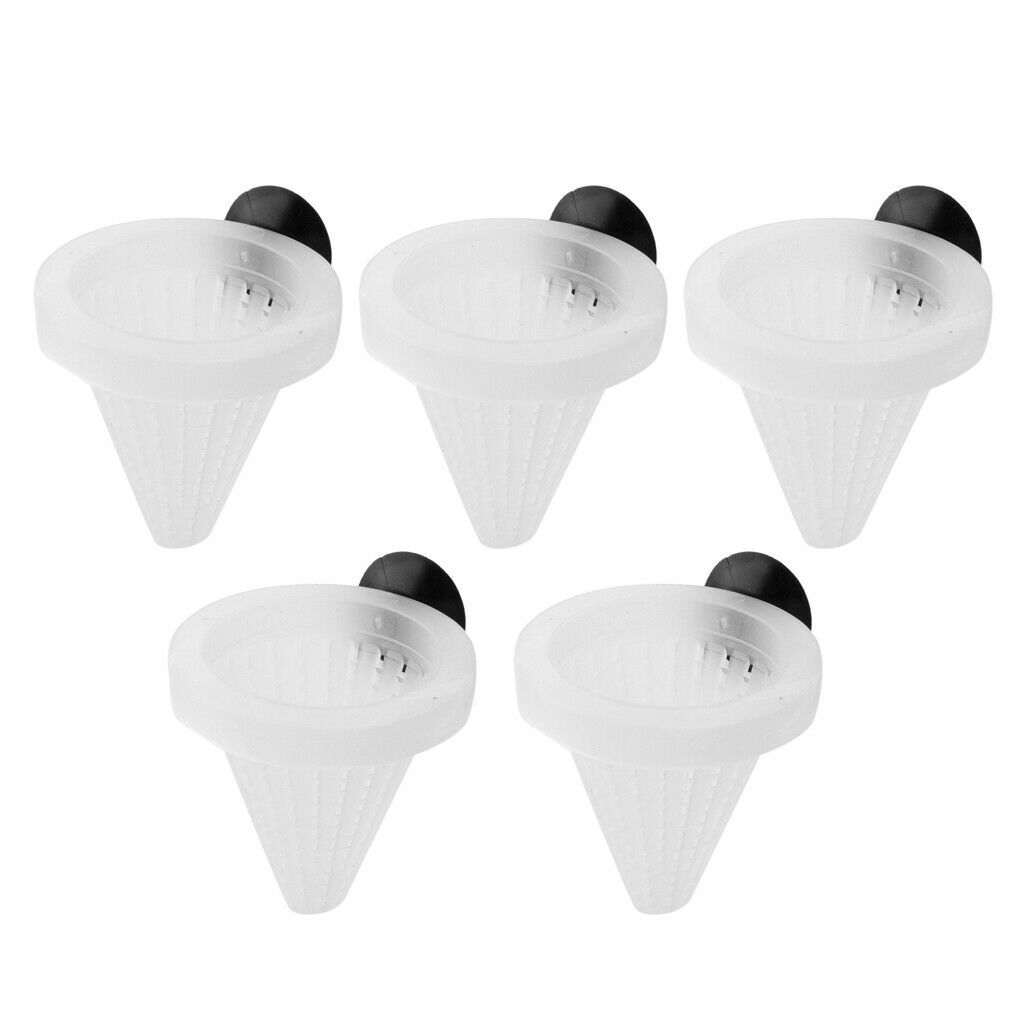 5 Pieces Cone Worm Feeder with Suction Cup, Aquarium Plastic Tapered Red Worm