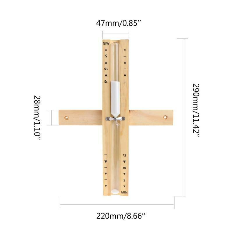 Wall-Mounted Rotating Sauna Wooden Hourglass White Sand Timer 15 Minutes