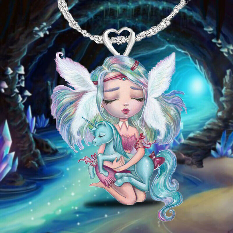 Angel Princess Crystal Peach Heart Necklace Engagement Love Anniversary G.l8