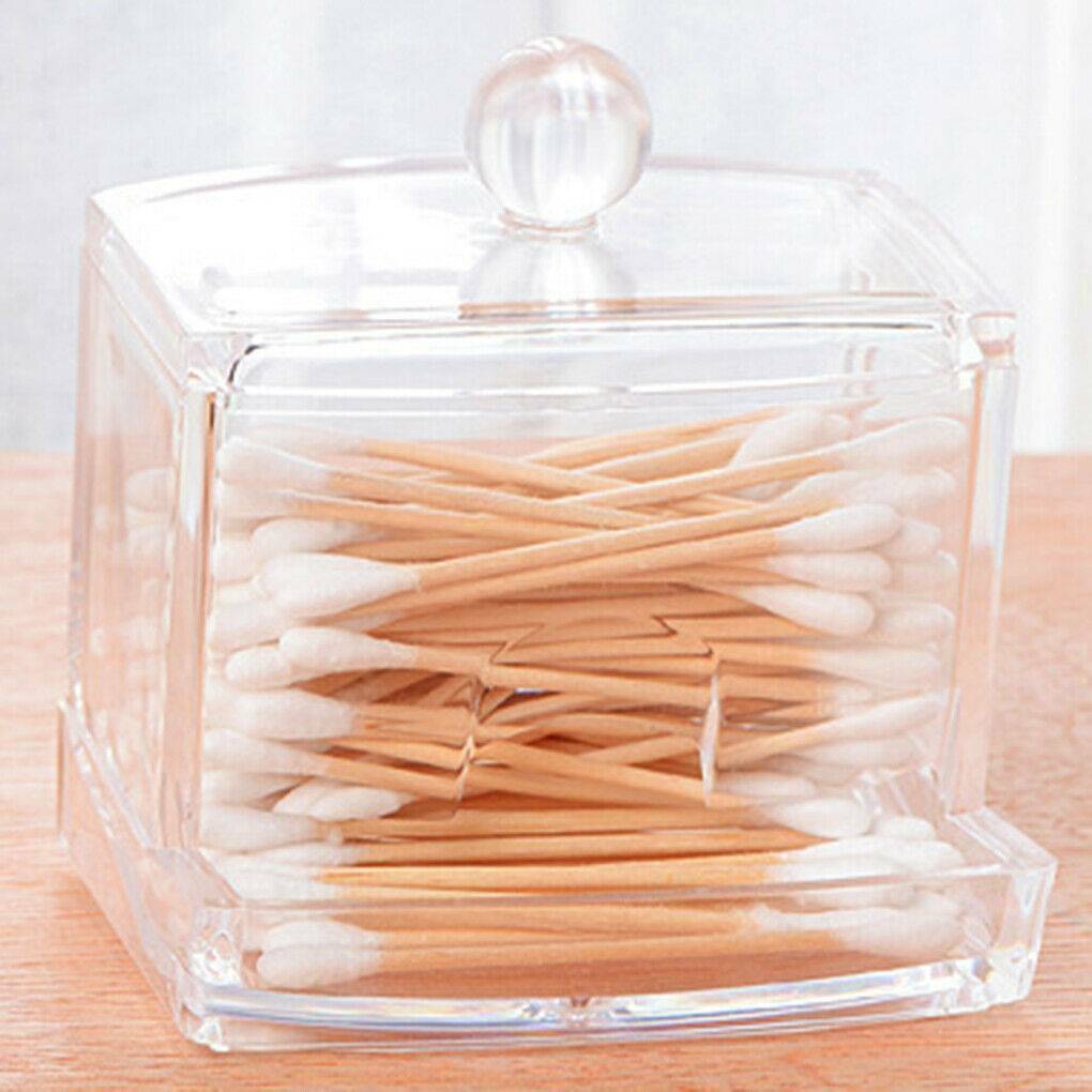Clear Acrylic Holder Box Cosmetic Makeup Cotton Swab Q-tip Storage Organizer