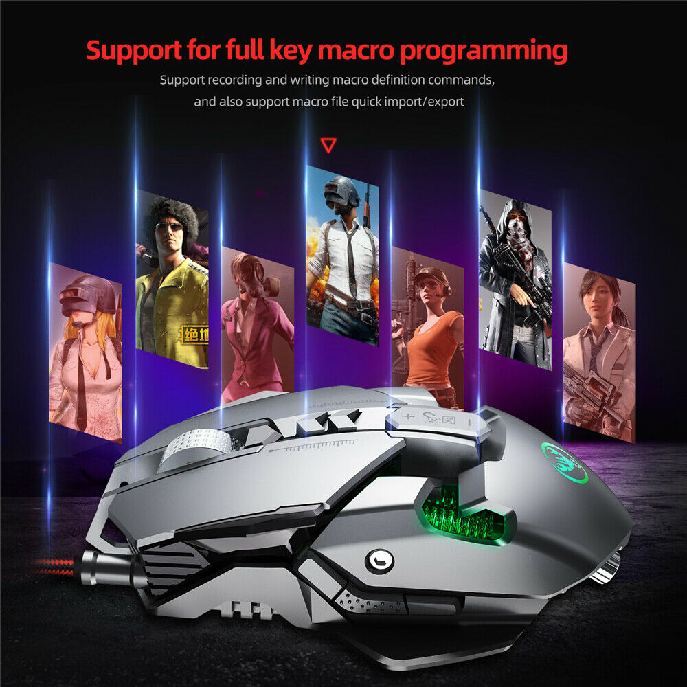 Professional Gaming Mouse 7 Programmable Buttons RGB LED USB Wired 6400DPI