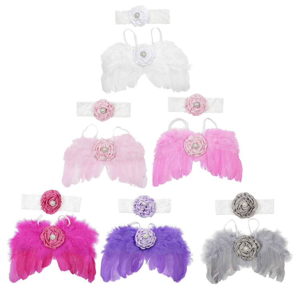 1 Set Lovely Baby Angel Wings Costume Photo Prop Fairy Feather White
