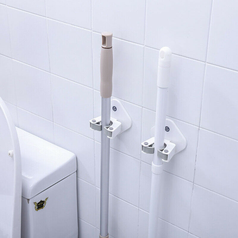 Adhesive Wall Mounted Mop Holder Broom Hanger Clip Hook Bathroom Organize.l8