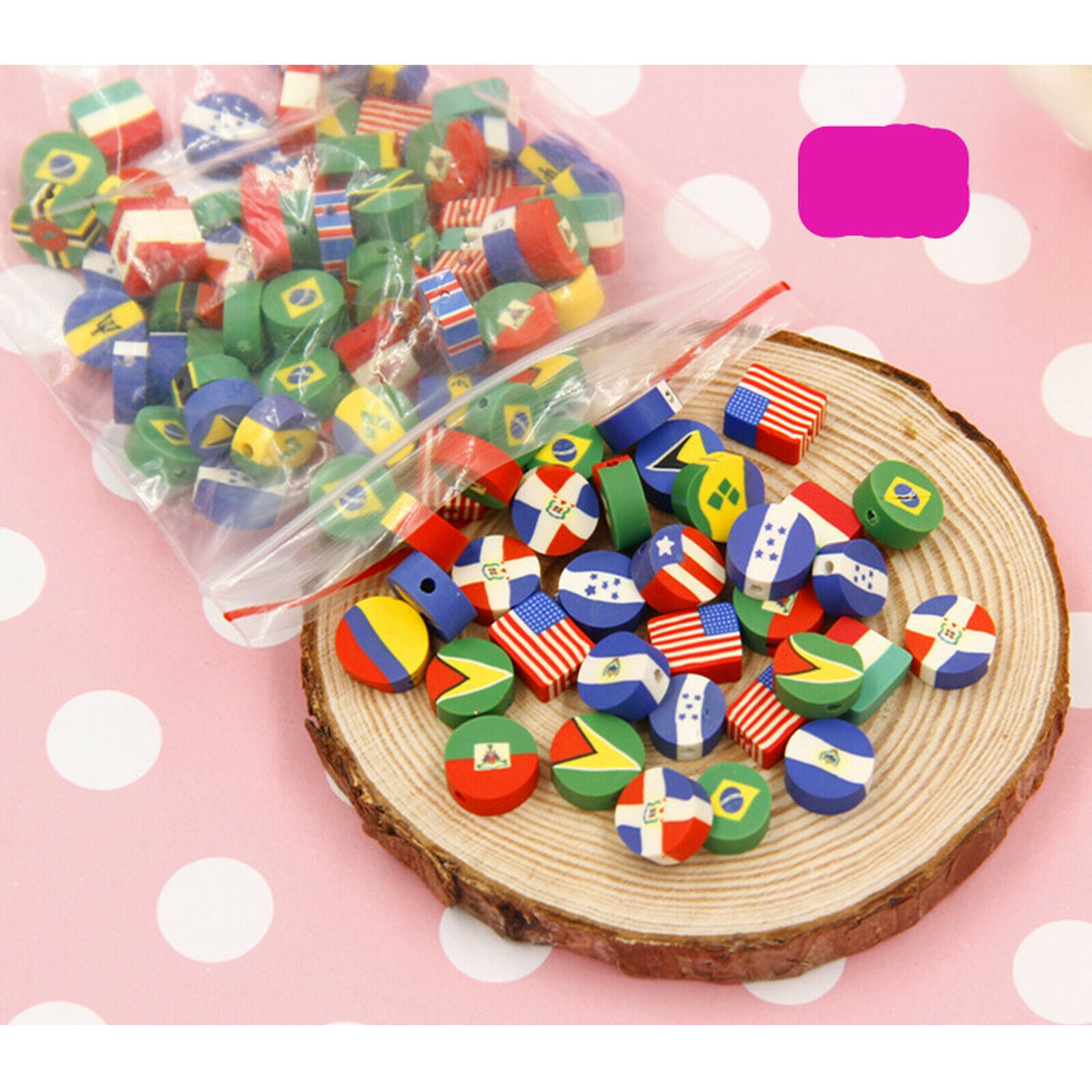 50Pcs DIY Beads Charms for Jewelry Making Activity Gift National flag
