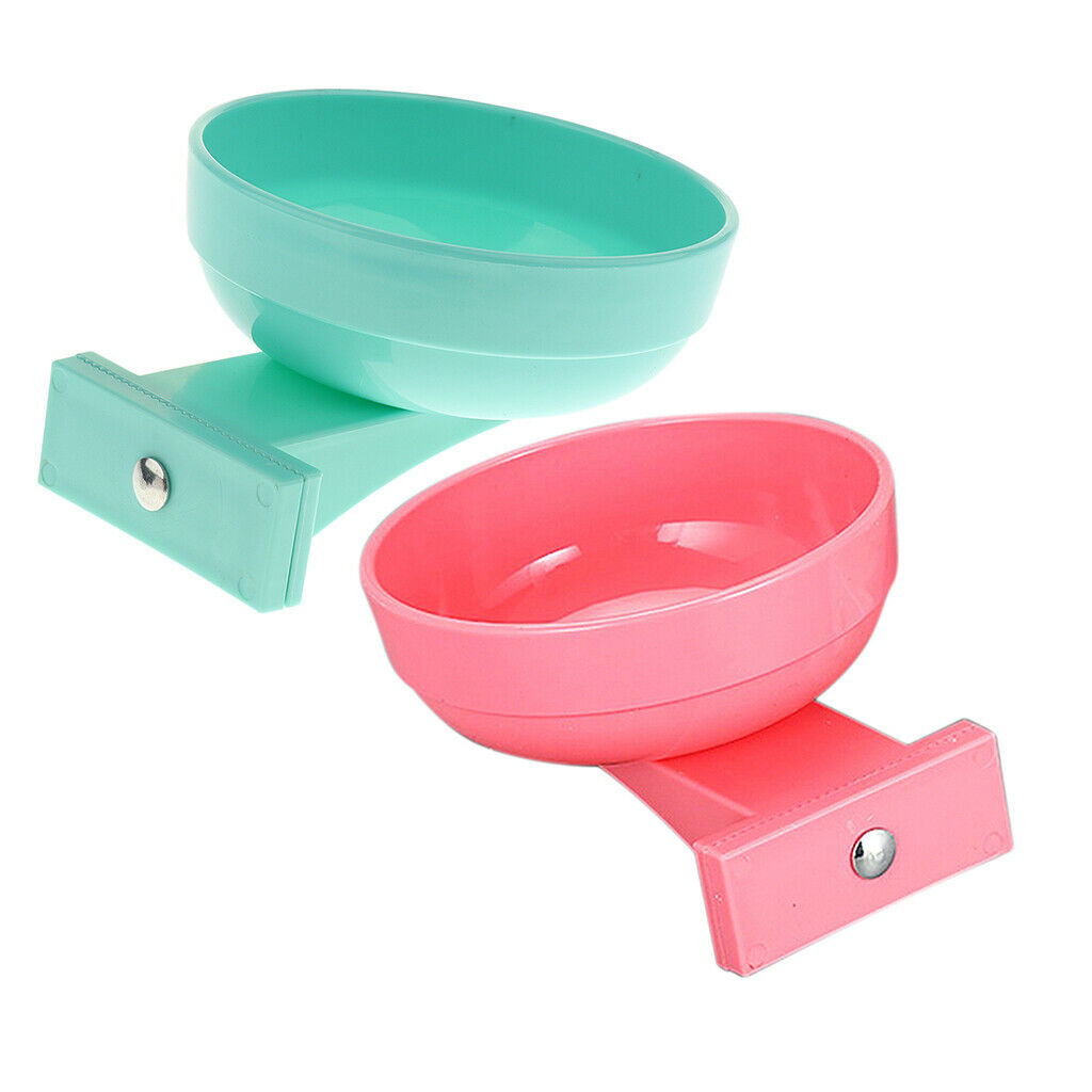 Pet Dog Cat Bowl Hang Stationary Cage Bowl Plastic Detachable Dog Bowl Pink