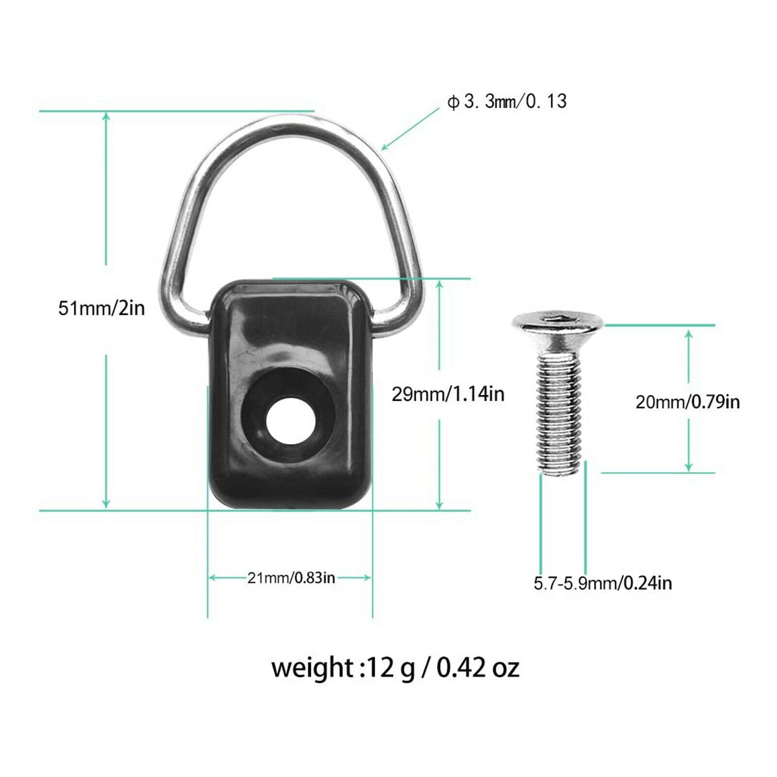 12Pcs Kayak D Ring Camping Rigging Rope Buckle Loop Row Boat Accessories