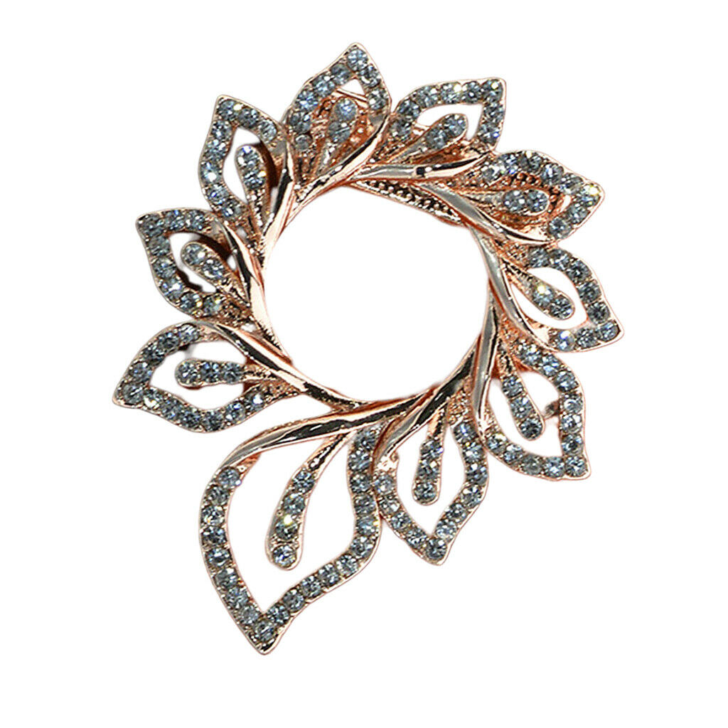 2Pcs Women Crystal Shawl Suits Scarf Clip Ring Brooch Proms Dress Corsage