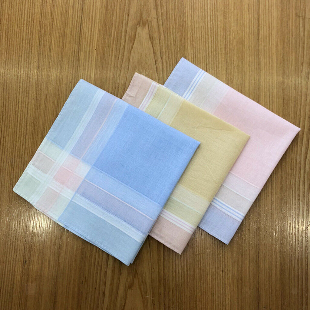 12Pcs Classic Pure Cotton Handkerchiefs Men Women Wedding Hankie Towel Lot