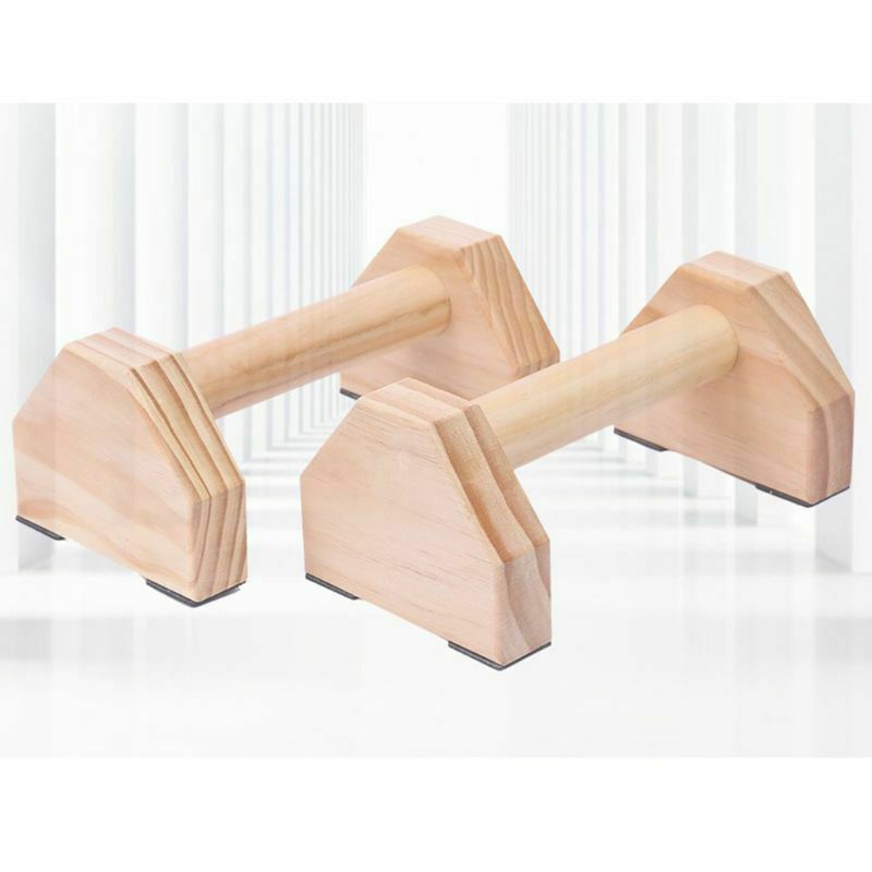 1Pair Wooden Parallettes Gymnastics Calisthenics Handstand Bar Fitness Training