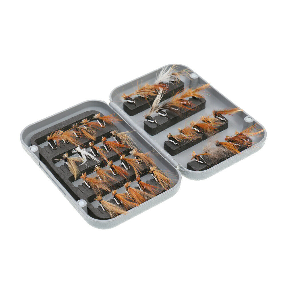 Fishing Tackle Set 40 Pieces Various Dry Fly Hooks with Fly Box + Waterproof