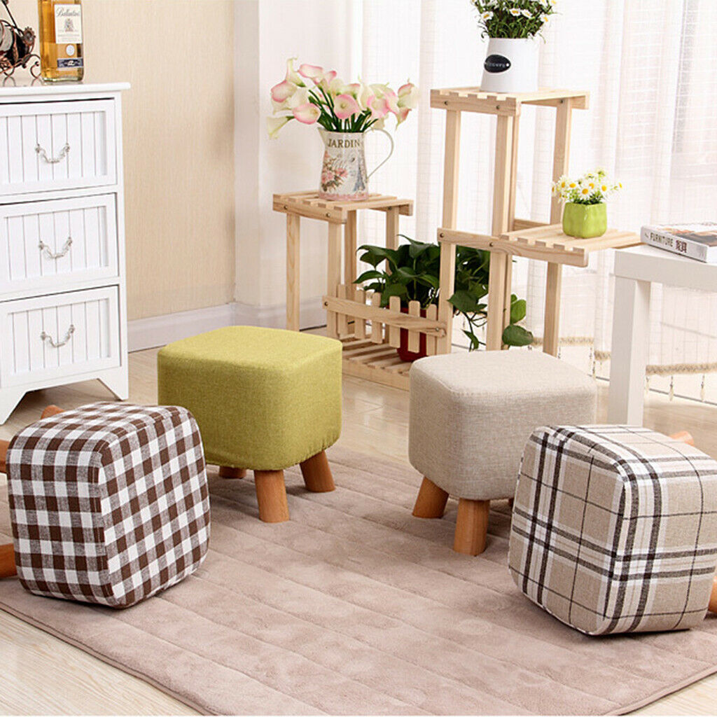 Soft Breathable Stool Cover Cushion Sleeve for Footstool Orange+Light Gray