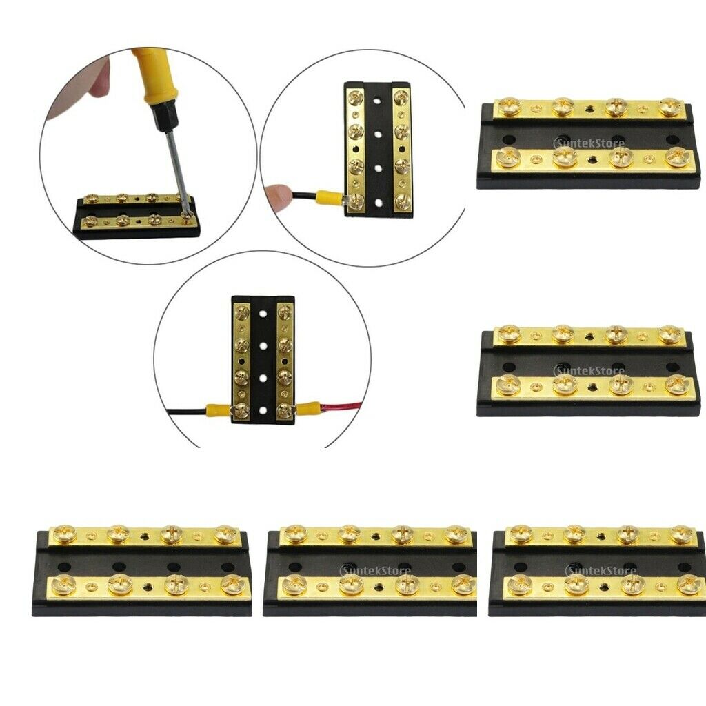5 Pieces Engine Marine Boat 4 Gang Duel Buss Bar Block 8 Terminal 32V60A